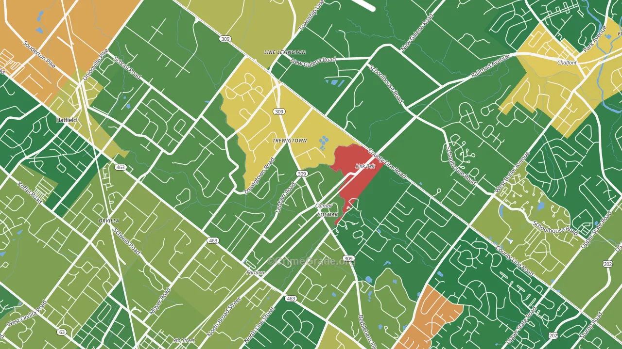 Colmar, PA Map of Burglary Rates