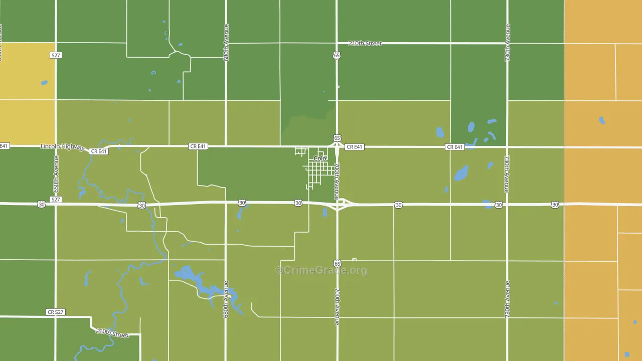 Colo, IA Map of Burglary Rates