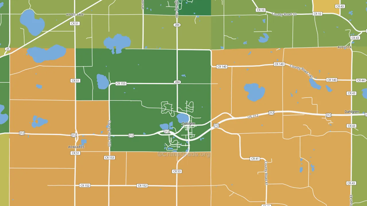 Cologne, MN Map of Burglary Rates