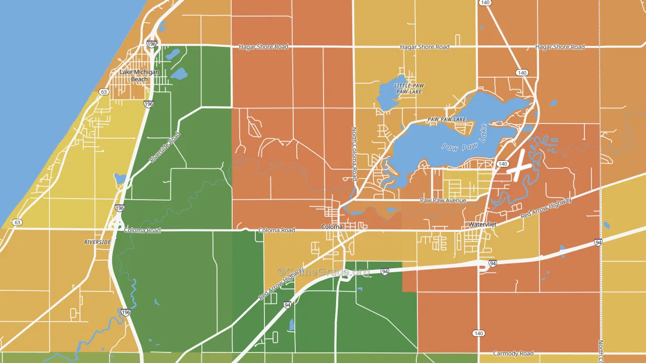Coloma, MI Map of Burglary Rates