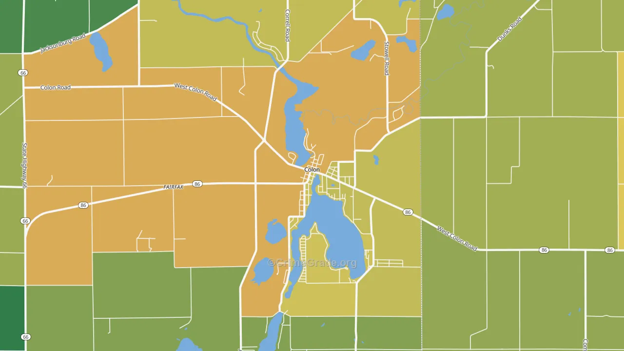 Colon, MI Map of Burglary Rates