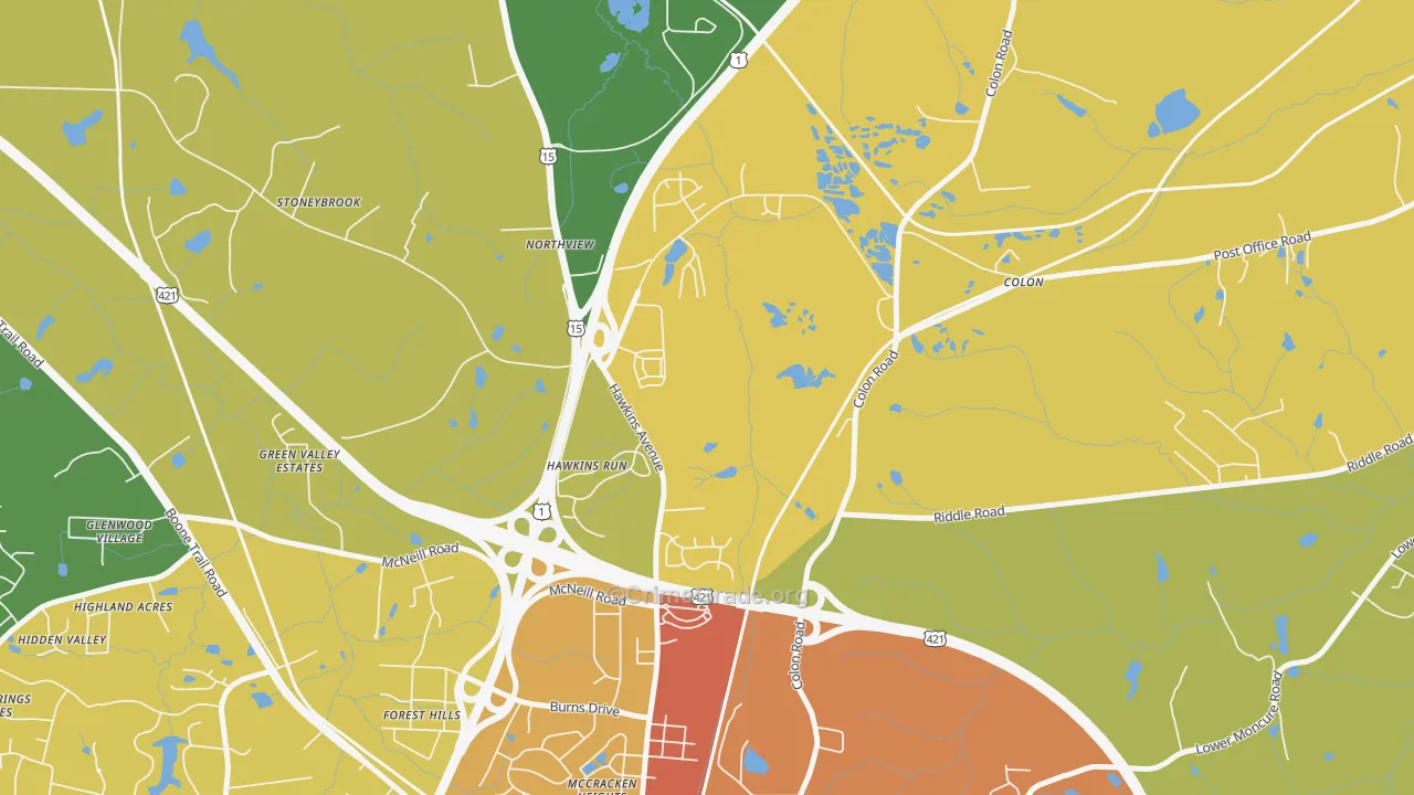 Colon, NC Map of Burglary Rates