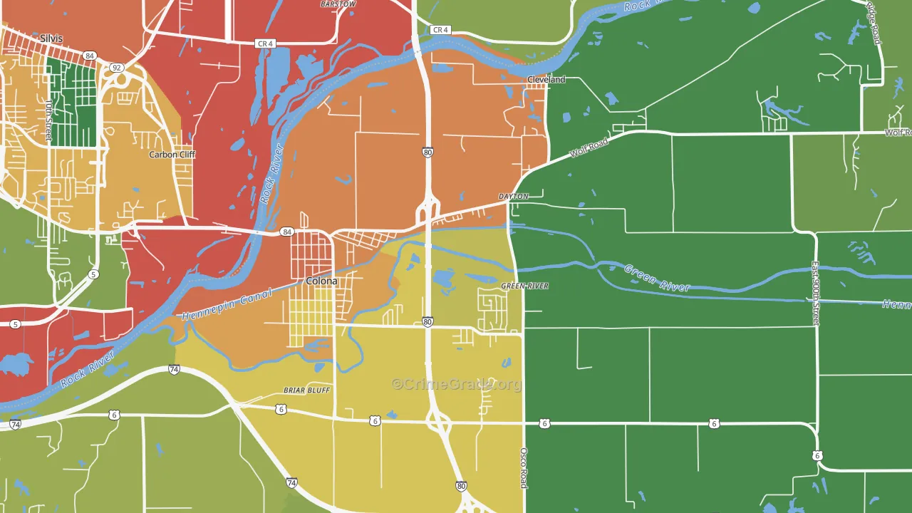 Colona, IL Map of Burglary Rates
