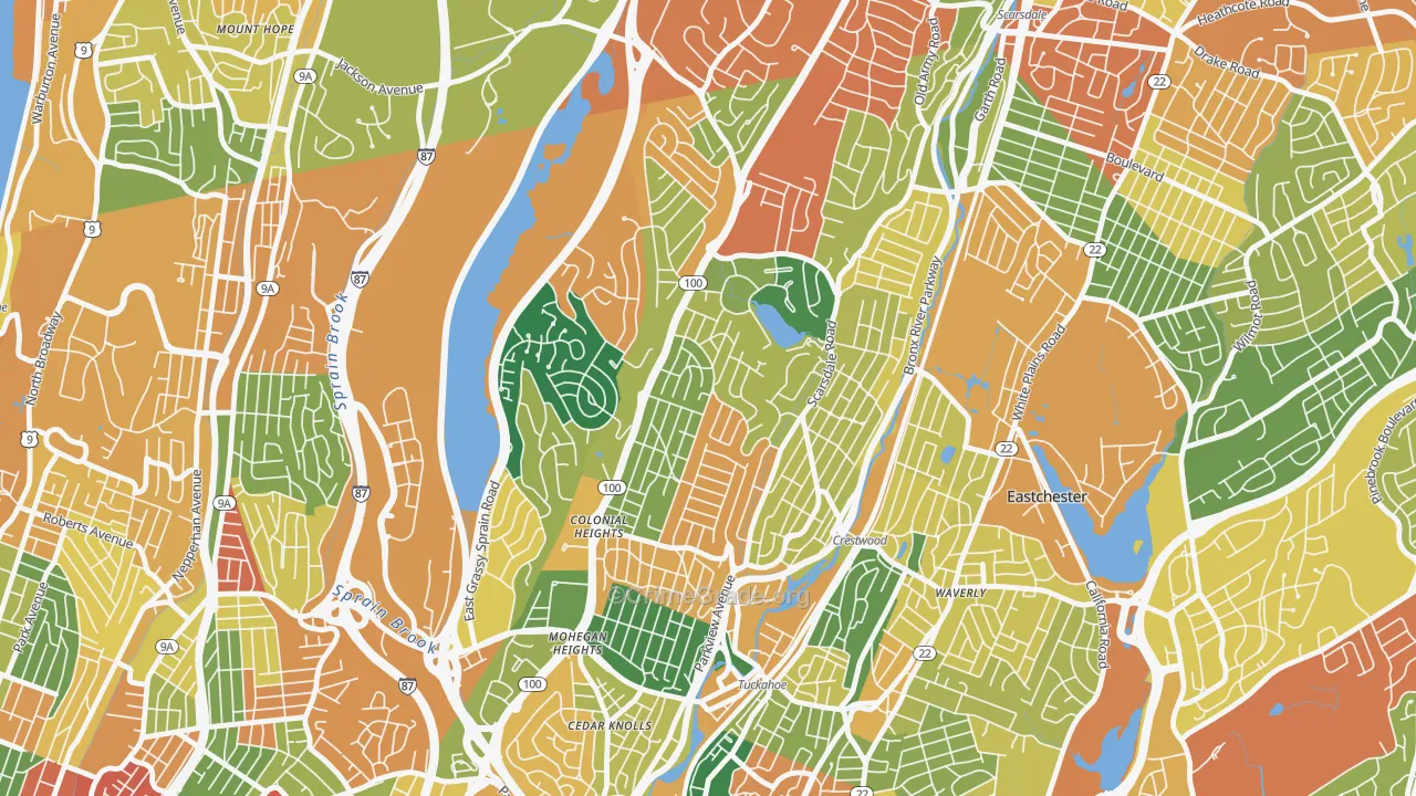 Colonial Heights, Yonkers, NY Map of Burglary Rates