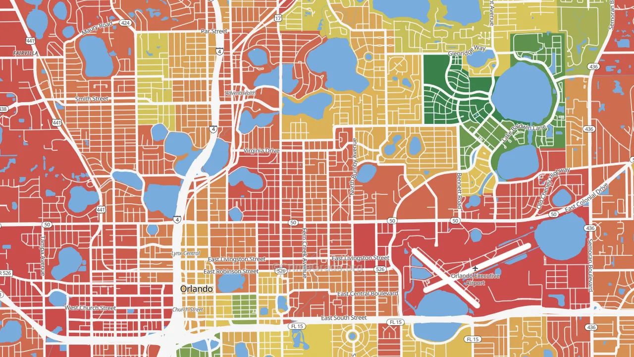 Colonicaltown North, Orlando, FL Map of Burglary Rates