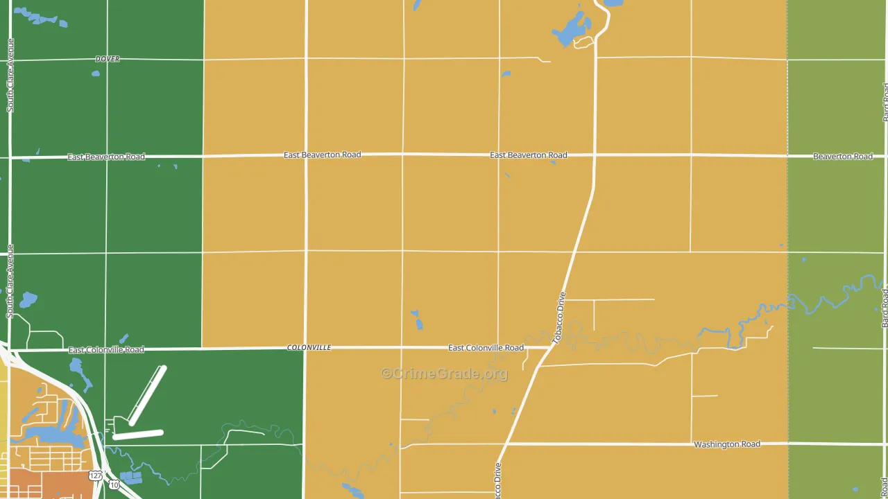 Colonville, MI Map of Burglary Rates