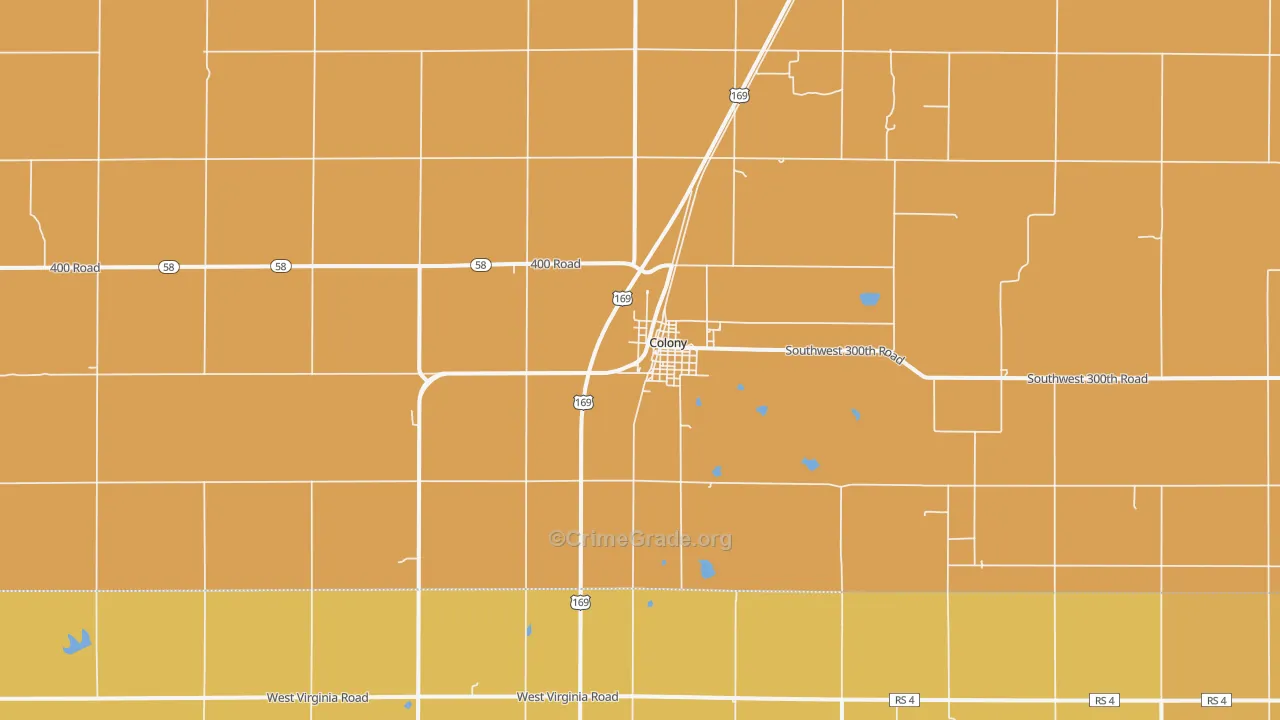 Colony, KS Map of Burglary Rates