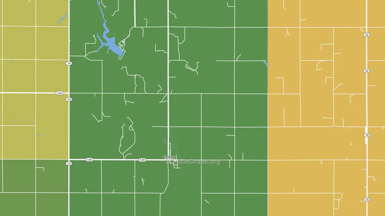 Colony, OK Map of Burglary Rates