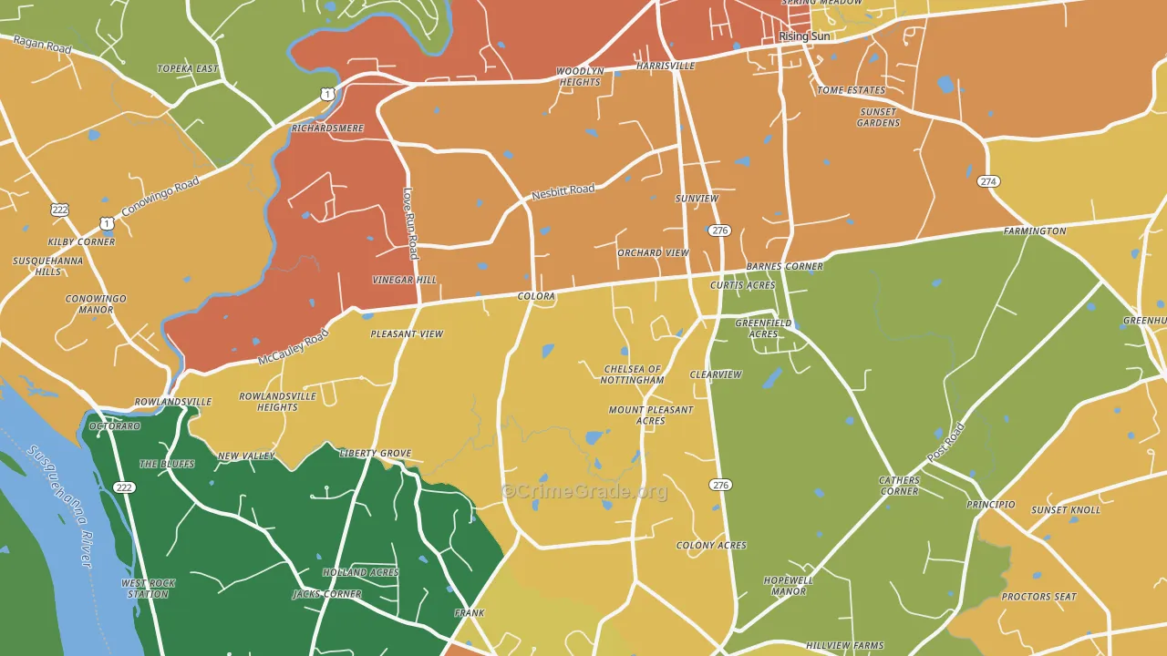 Colora, MD Map of Burglary Rates