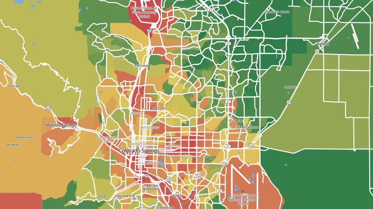 Colorado Springs, CO Map of Burglary Rates