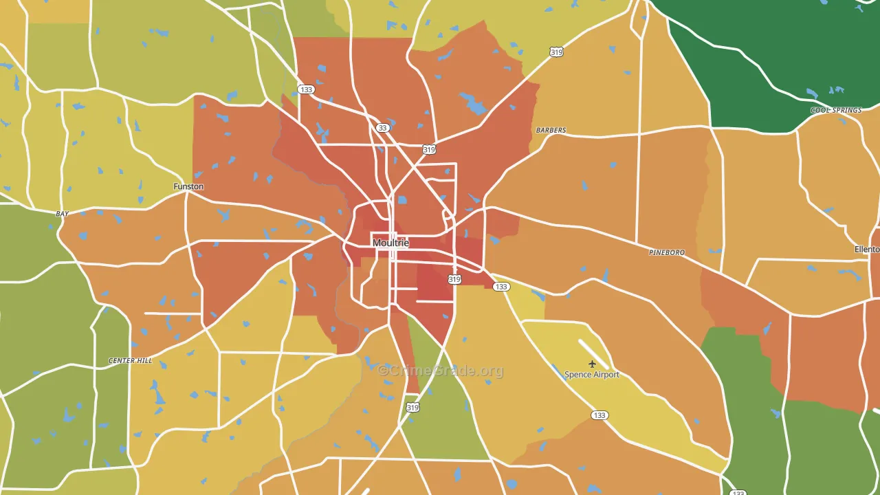 Colquitt County, GA Map of Burglary Rates