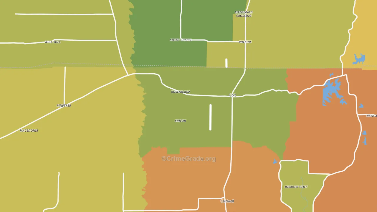 Colt, AR Map of Burglary Rates