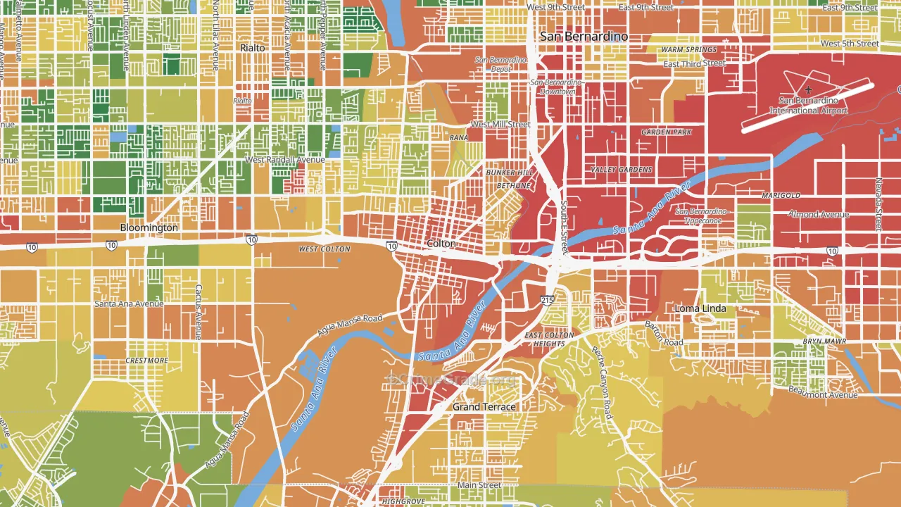 Colton, CA Map of Burglary Rates
