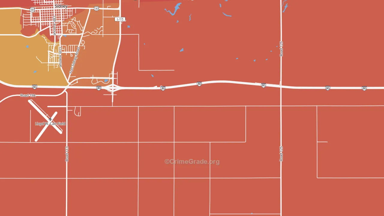 Colton, NE Map of Burglary Rates