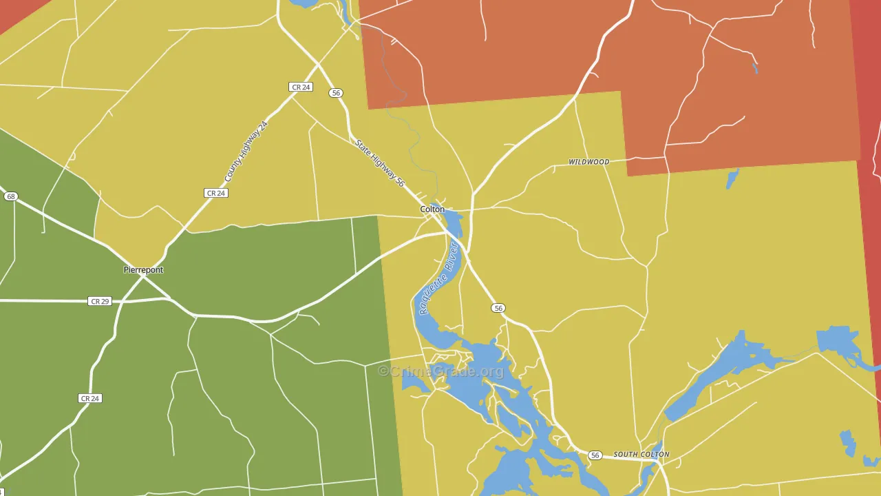 Colton, NY Map of Burglary Rates