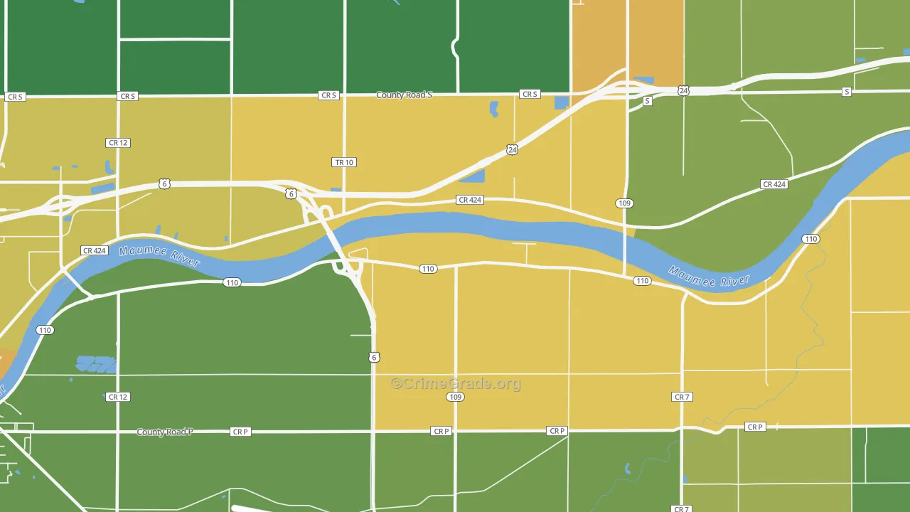 Colton, OH Map of Burglary Rates