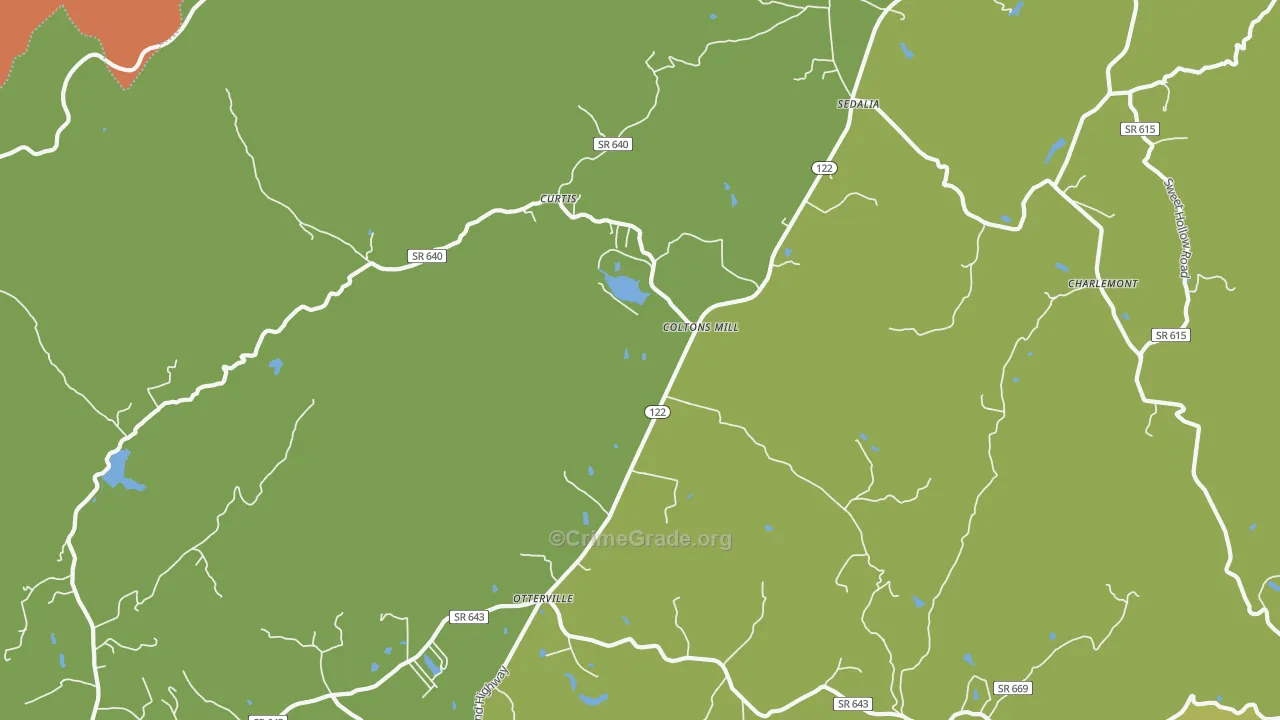 Coltons Mill, VA Map of Burglary Rates