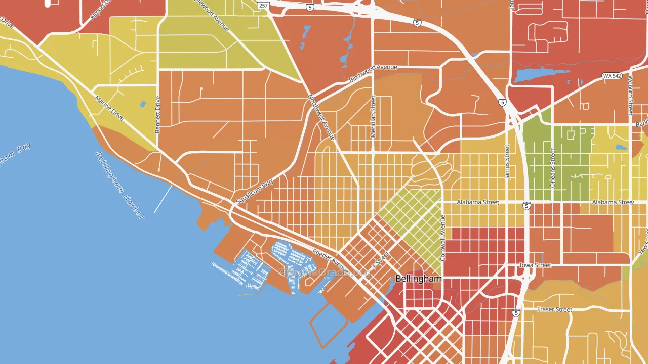 Columbia, Bellingham, WA Map of Burglary Rates