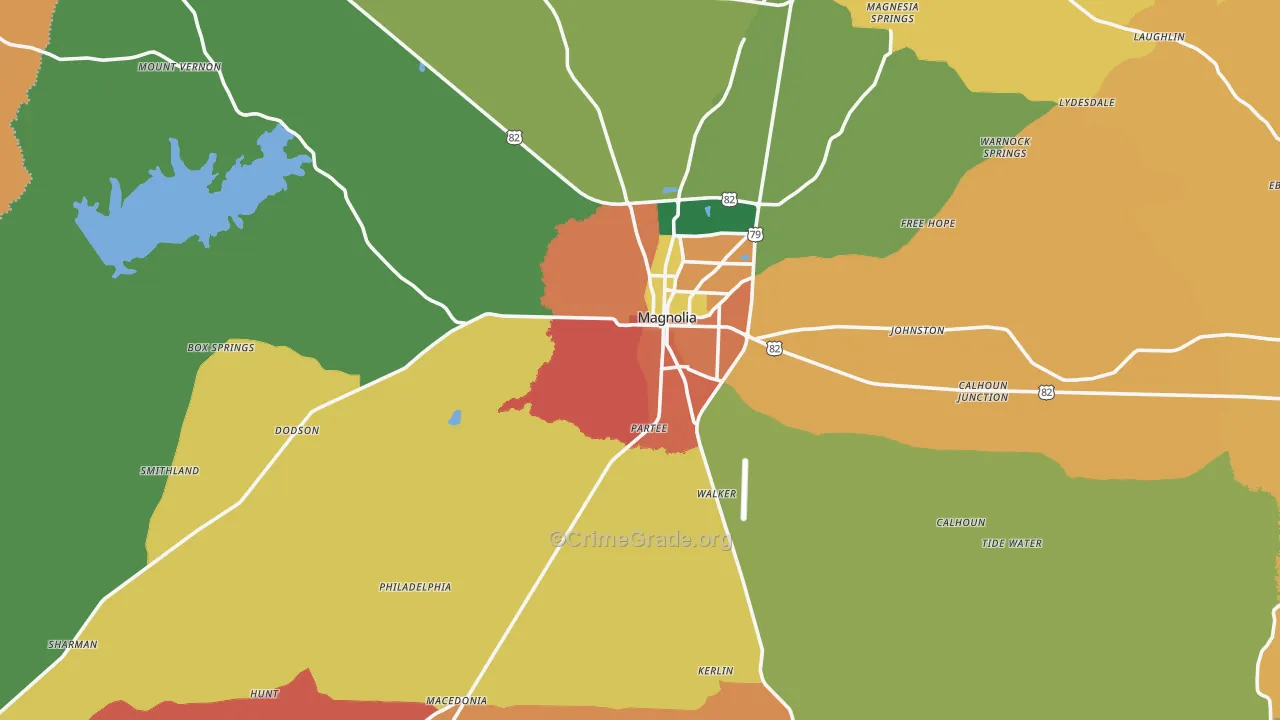 Columbia County, AR Map of Burglary Rates