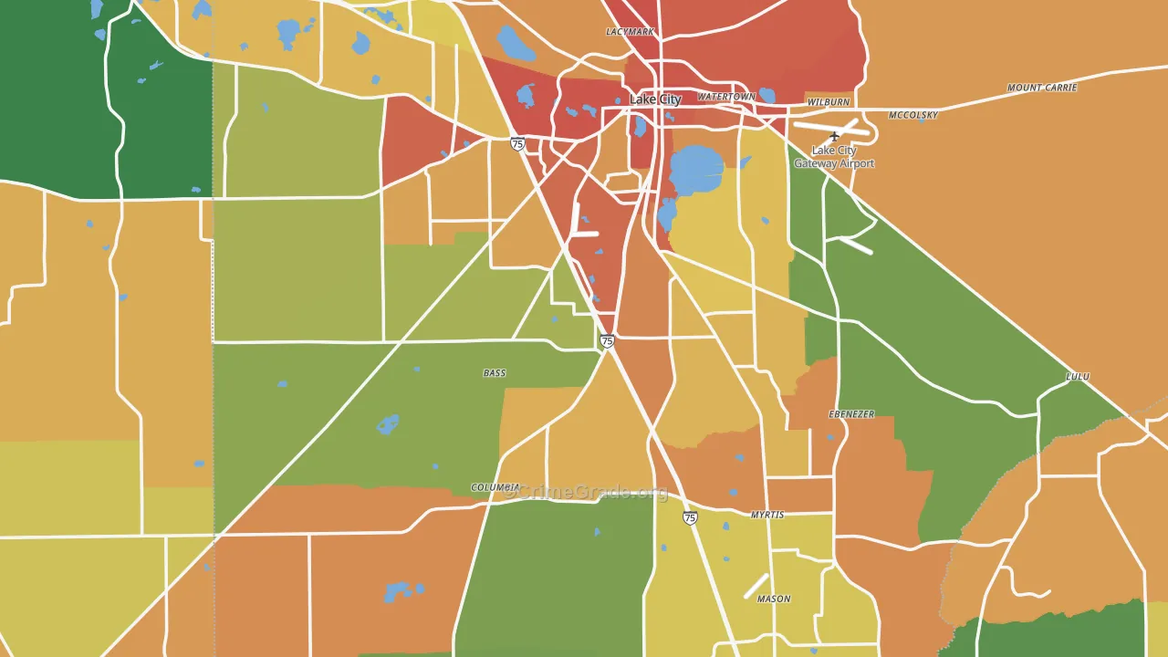 Columbia County, FL Map of Burglary Rates