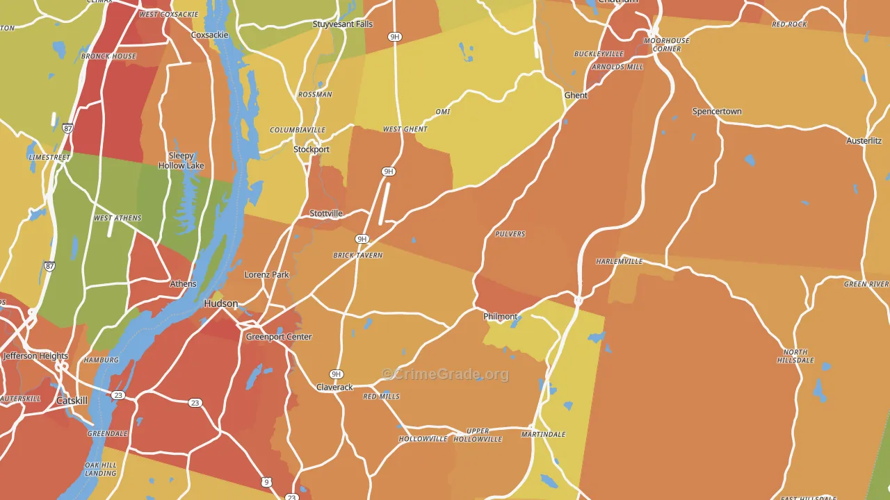 Columbia County, NY Map of Burglary Rates