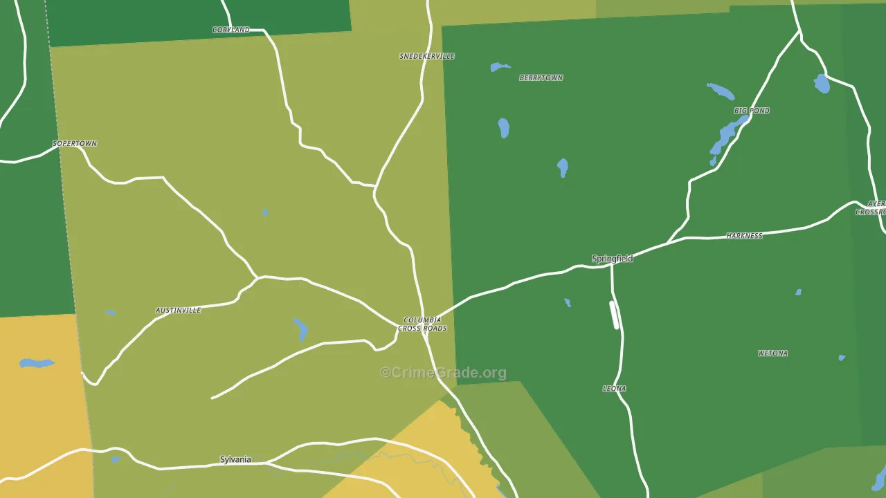 Columbia Cross Roads, PA Map of Burglary Rates