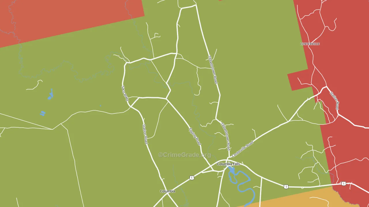 Columbia Falls, ME Map of Burglary Rates