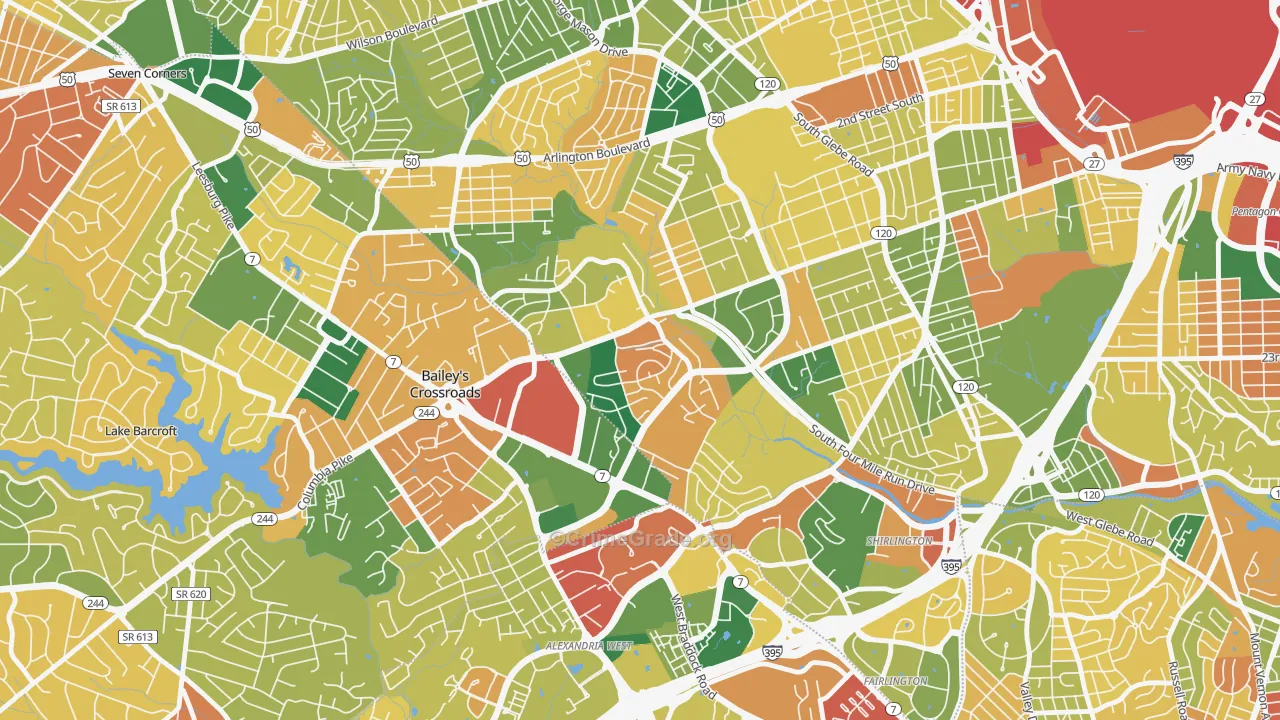 Columbia Forest, Arlington, VA Map of Burglary Rates