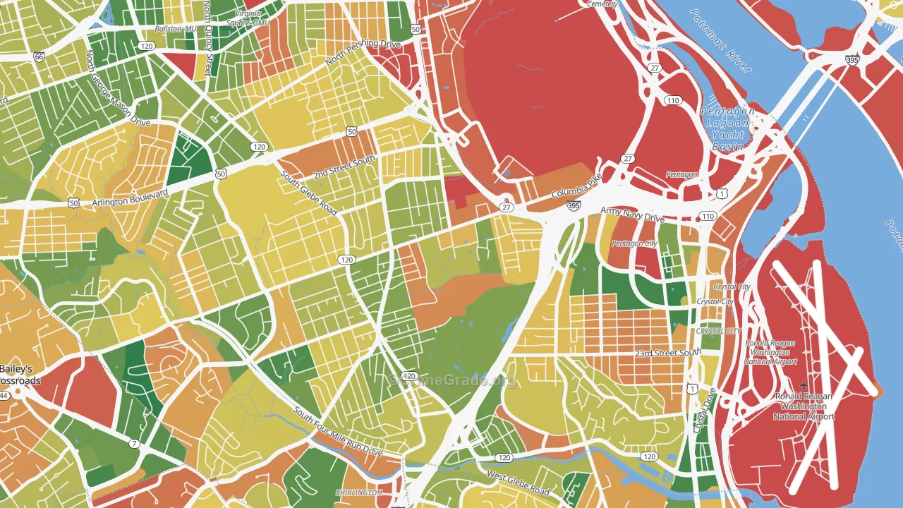 Columbia Heghts, Arlington, VA Map of Burglary Rates