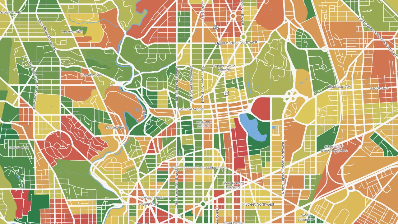 Columbia Heights, Washington, DC Map of Burglary Rates