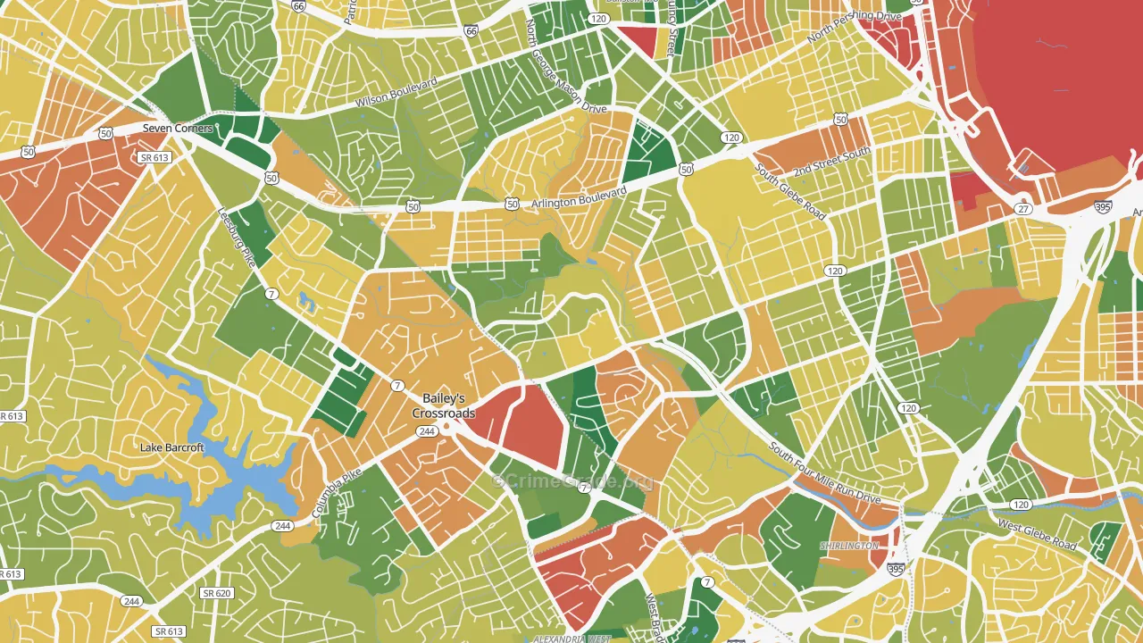 Columbia Heights West, Arlington, VA Map of Burglary Rates