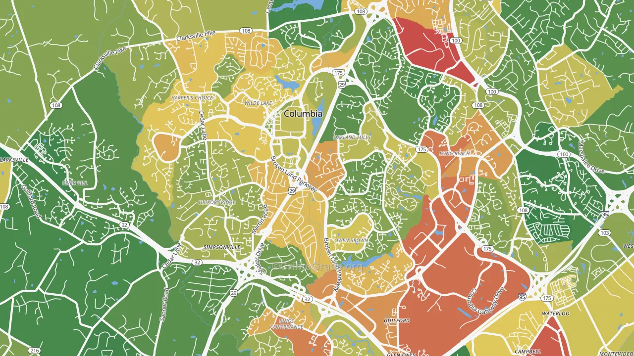 Columbia, MD Map of Burglary Rates