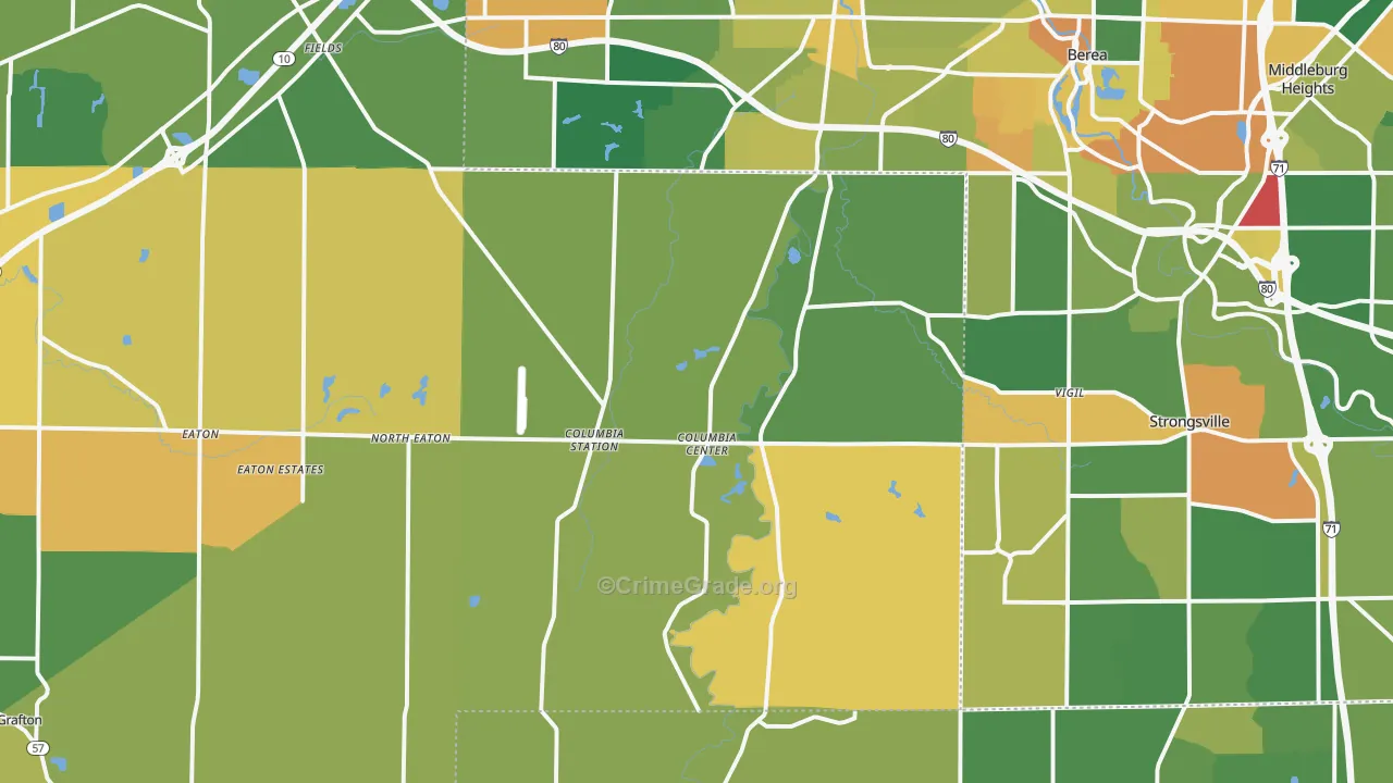 Columbia Station, OH Map of Burglary Rates