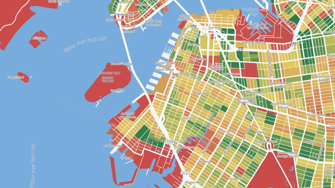 Columbia Street Waterfront District, Brooklyn, NY Map of Burglary Rates