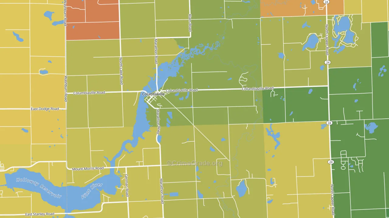Columbiaville, MI Map of Burglary Rates
