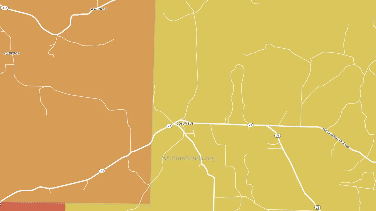 Columbus, AR Map of Burglary Rates