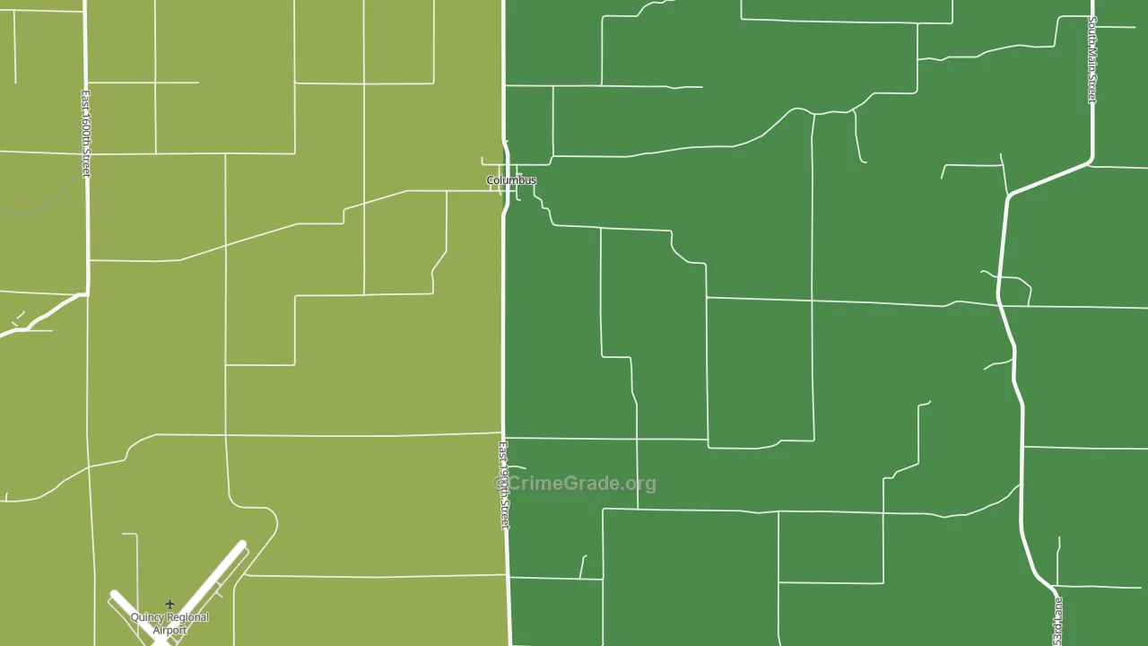 Columbus, IL Map of Burglary Rates