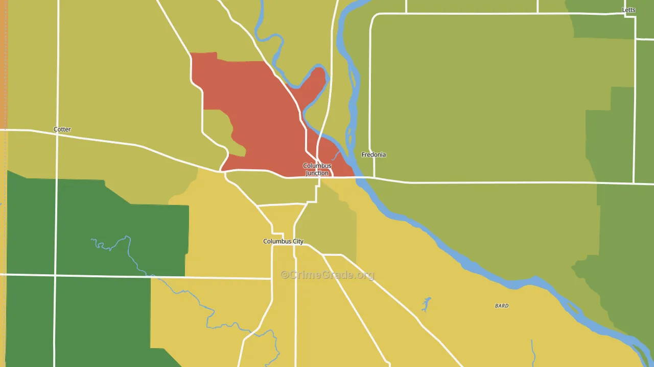 Columbus Junction, IA Map of Burglary Rates