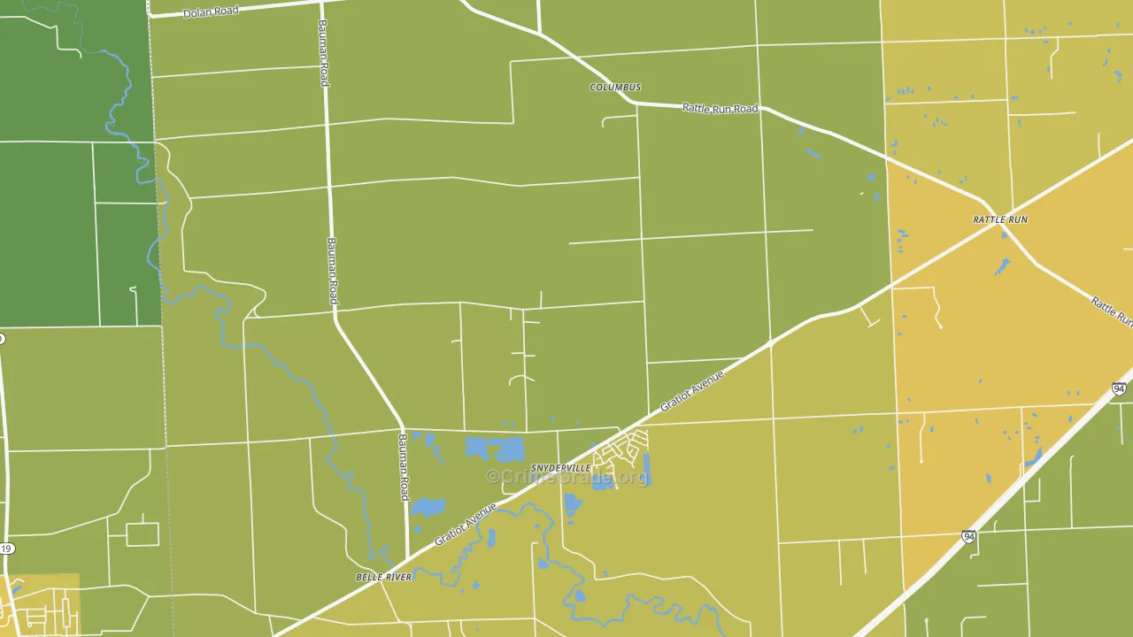 Columbus, MI Map of Burglary Rates