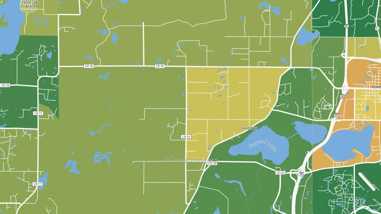Columbus, MN Map of Burglary Rates