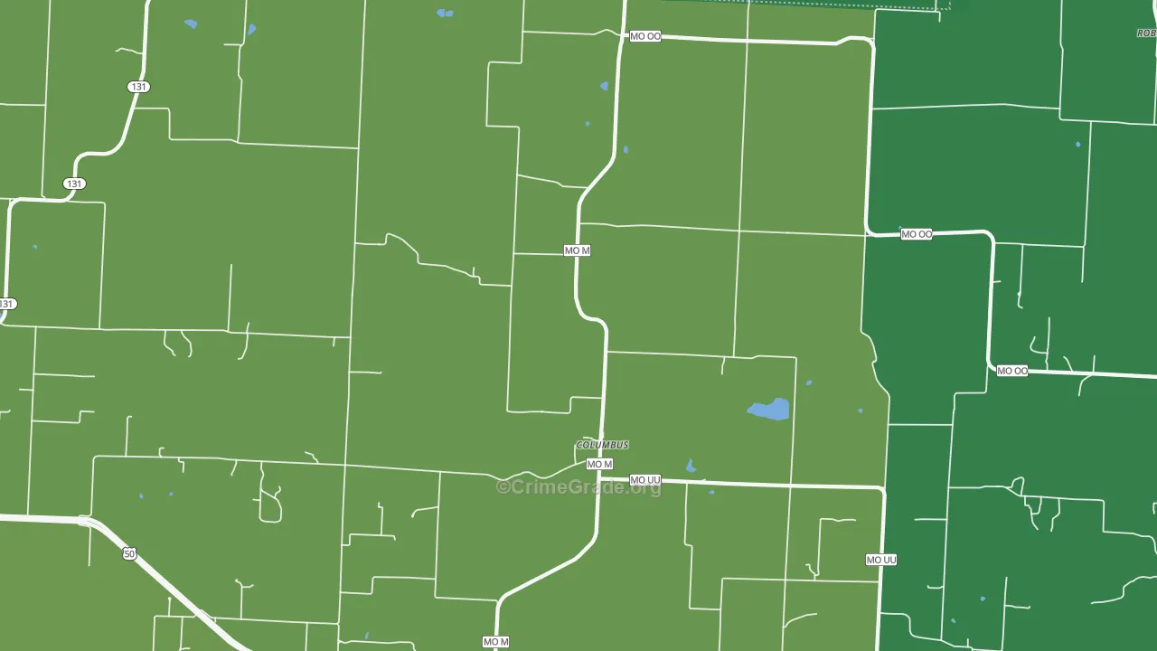 Columbus, MO Map of Burglary Rates