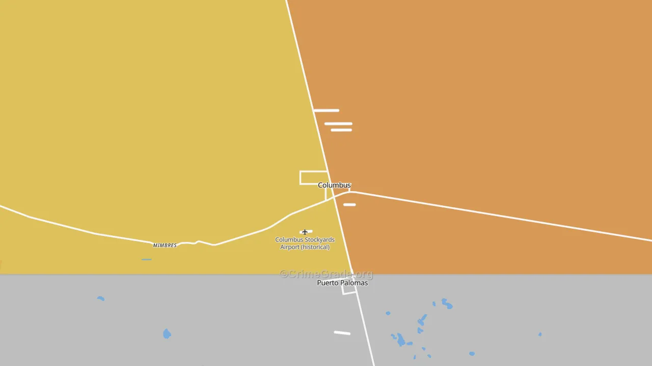 Columbus, NM Map of Burglary Rates