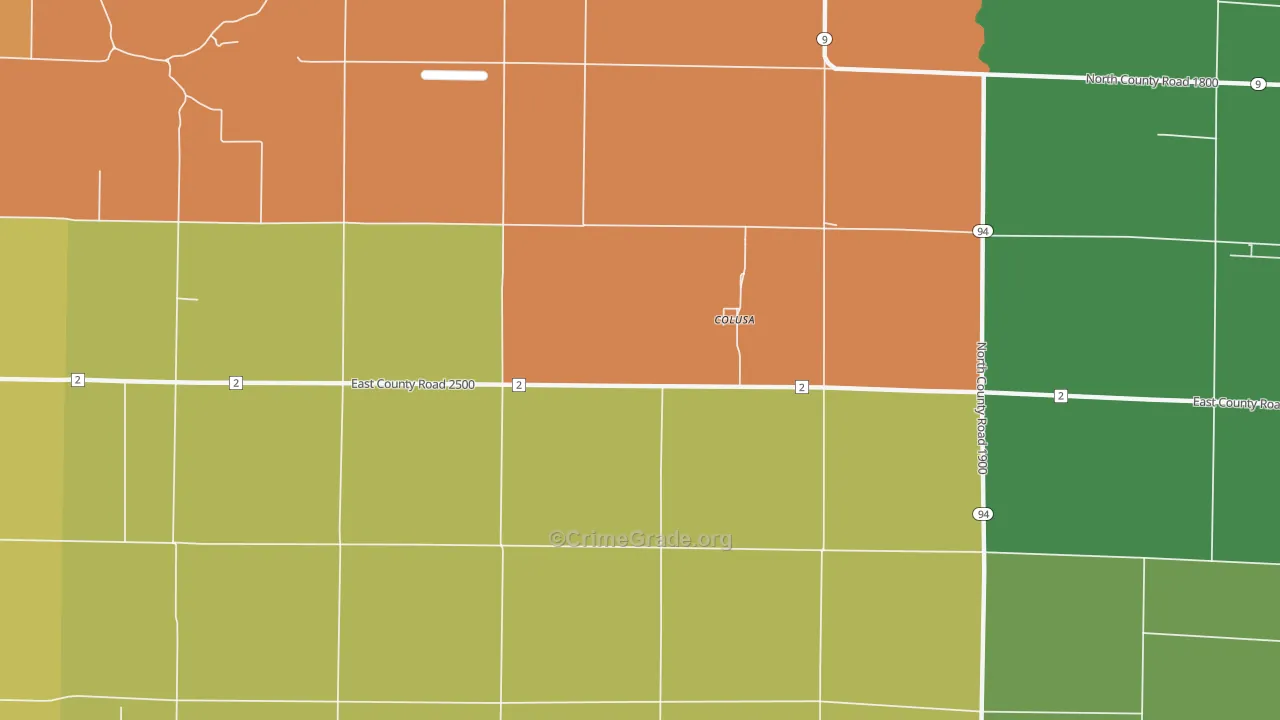 Colusa, IL Map of Burglary Rates