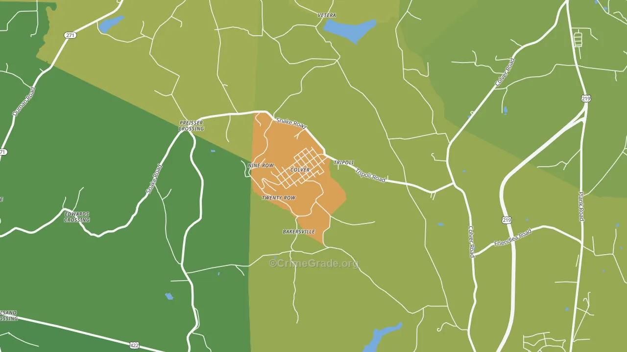 Colver, PA Map of Burglary Rates