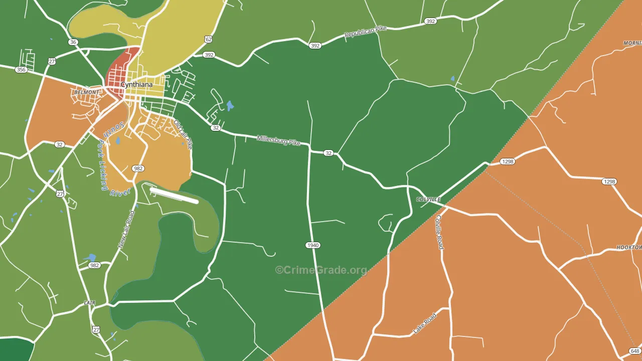 Colville, KY Map of Burglary Rates