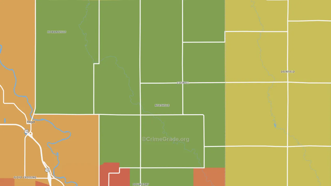 Colwell, IA Map of Burglary Rates