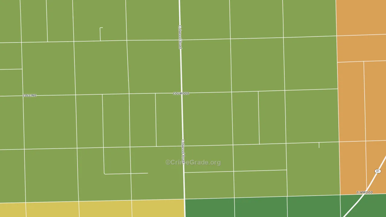 Colwood, MI Map of Burglary Rates