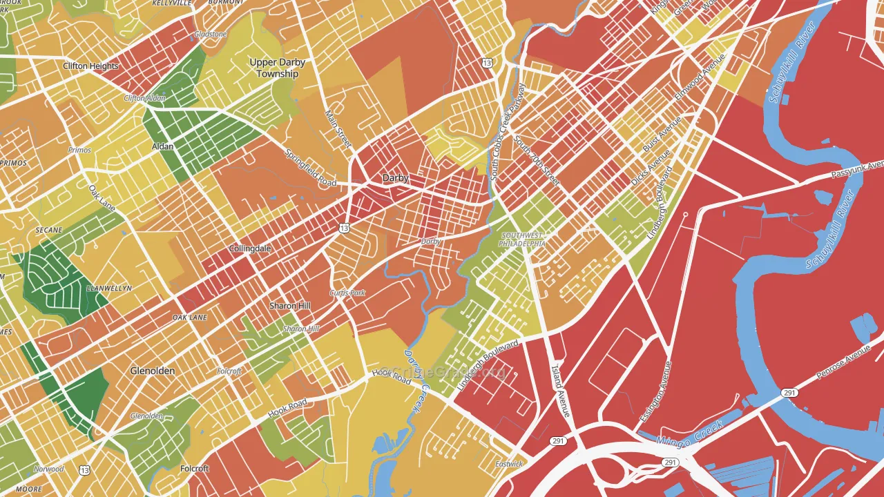 Colwyn, PA Map of Burglary Rates