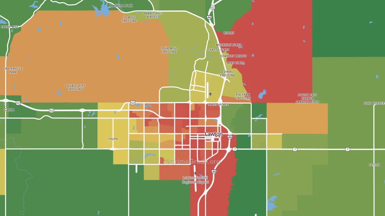 Comanche County, OK Map of Burglary Rates