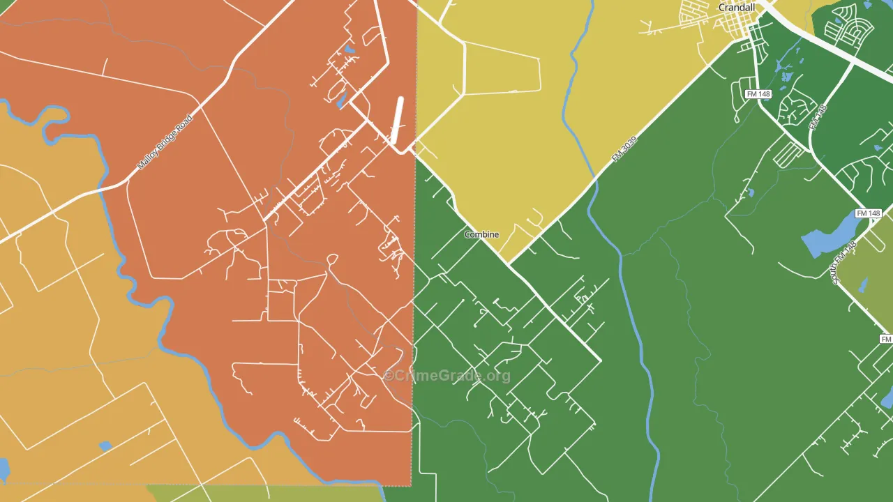 Combine, TX Map of Burglary Rates